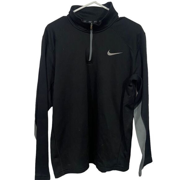 Nike Therma-Fit Black Quarter Zip Pullover Athletic Sweatshirt - Picture 1 of 3